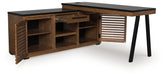 Orleans Furniture - Ashley Furniture - Kallari Office Desk - Credenza with Desk Return / Warm Brown/Black - H737H1